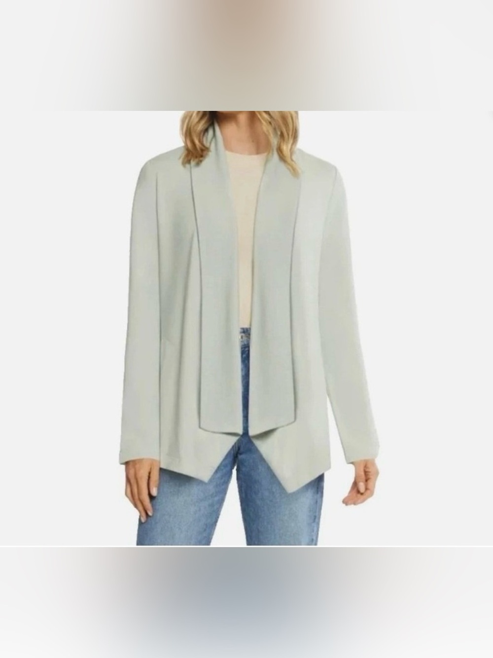 Women's Light Olive Open-Front Draped cardigan Size XL